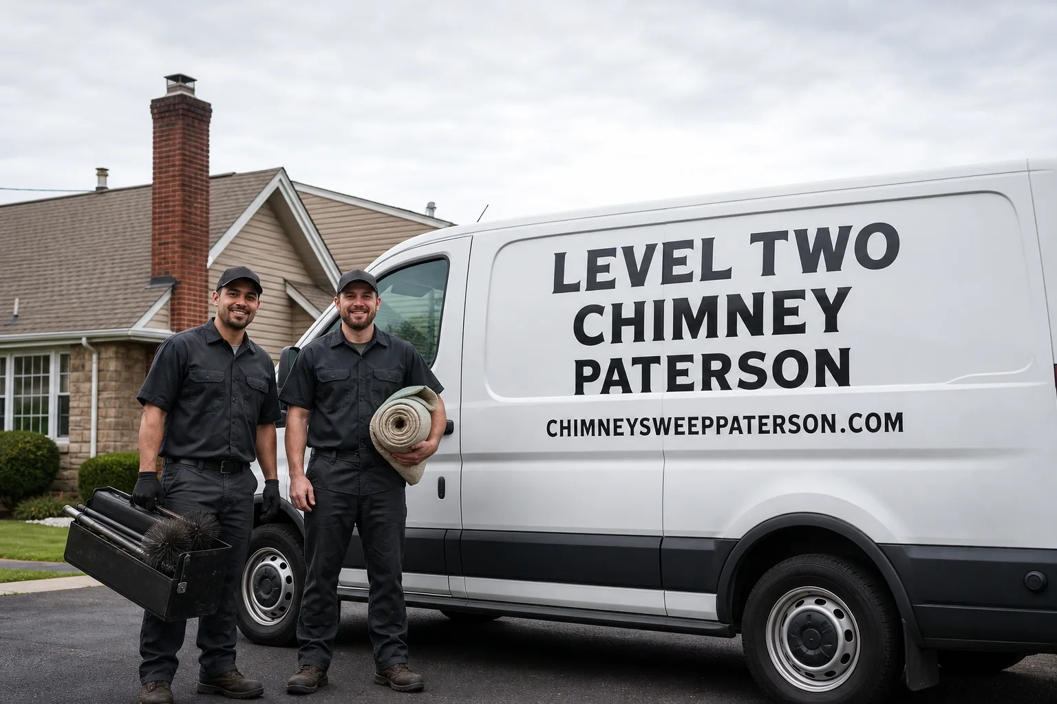 Level Two Chimney Paterson chimney cleaning service vehicle and crew in Paterson, NJ